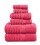 Luxury Ribbed Bath Towels - 100% Cotton Towels for Bathroom, Zero Twist, Soft Shower Towels, Absorbent, Quick Dry, 2 Bath Towels, 2 Hand Towels, 2 Wash Cloths (6 Piece Set) - Honeysuckle