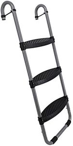 Trampoline Pro Trampoline Ladder Wide 3 Step Heavy-Duty Design Unique Safety-Latch Design No Slip Extra-Wide Steps Cooler to Touch Silver Surface TPRO Warranty Included (3-Step w/Safety Latch)