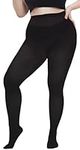 Hiltzo Women's Plus Size Tights Run Resistant Solid Color Opaque Pantyhose High Waist Footed Tights 1X, 2X, 3X, 4X Black 2XL