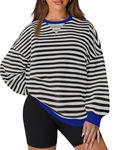 ZESICA Womens Casual Striped Pullover Tops Long Sleeve Shirts Crewneck Oversized Sweatshirts 2024 Fall Clothes, Dim, Medium