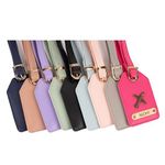 Mekhush Customized Vegan Leather Luggage Tags with Colour, Name & Charm | Bag Tags for Adults & Kids (Pack of 04)