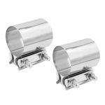 aleawol 2pcs 2.5in Exhaust Clamps, Lap Joint Exhaust Band Clamp, Car Exhaust Pipe Clamps Stainless Steel Exhaust Clamps for Exhaust Pipes Muffler Ends and Exhaust System Connection