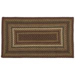 VHC Brands Tea Cabin Jute Rectangular Rug 27x48 Country Braided Flooring, Moss Green and Deep Red