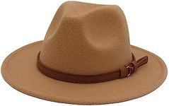 yuksok Fedora Hat Western Cowboy Hat Warm Unisex Wide Brim Soft for Men Women Classic Felt Panama Hat Felt Hat for Travel Cosplay Stage Performance, Camel