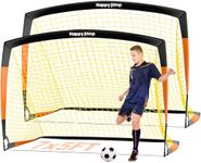 Happy Jump Soccer Net Kids Portable Soccer Goal for Backyard Training (7'x5', 2 Set, Black+Orange)