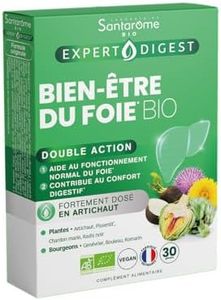 Santarome Bio - Bien-Être du Foie | Complément Alimentaire Digestion | Action Drainante & Anti-Oxydante - A base de plantes - Artichaut, Radis Noir | 30 gélules | Végan |Made In France