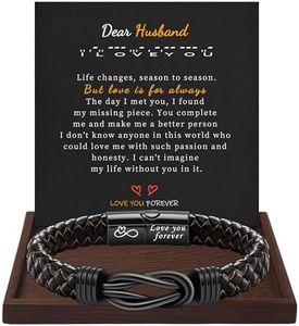 Btysun Valentine Gifts for Him Husband Birthday Gift Ideas Mens Leather Bracelets Black Braided Wristband Leather Cuff Bracelet I Love You Gifts for Him