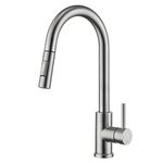 Tohlar Kitchen Sink Mixer Tap with Pull Out Sprayer, Modern Stainless Steel Single Handle Pull Down Sprayer Tap (Brushed Nickel)