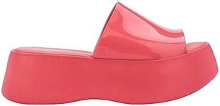 Melissa Becky Platform Slides for Women - Cushioned and Comfortable Chunky Platform Slip-On Sandals with Jelly Upper and Open Toe Design, Vegan, Light Pink, 5