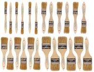 Pro Grade - Chip Brush – Variety Pack – 24 Pack - Natural China Bristle Paintbrush Set for Art, Craft, Epoxy, Varnish, Resin, Stain, Glue, Gesso, Primer, Acrylic and Oil Paint