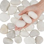 Hisredsun 3.96 lb White Polished Stones 3-5cm Natural River Pebbles Gravel for Aquarium, Flowerpot, Landscaping, Vase Fillers and Garden Decoration