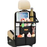 SURDOCA Car Seat Organiser Kids with Foldable Tray – Seat Storage with Touchable Tablet Pocket, Roadtrip Essentials – Fits Most Vehicles