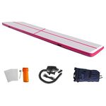 EZ GLAM 16.4ft Air Track Inflatable Gymnastics Tumbling Air Track Mat Electric Air Pump Cheerleading/Practice Gymnastics/Beach/Park/Home use (16ftx3.3ftx4in(5x1x0.1m), Pink-L)