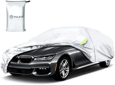 YULEEE Car Cover Waterproof All Weather - Premium UV-Proof Windproof Full Exterior Sedan Universal Cover with Zipper Rain Sun UV Protection Outdoor Universal Fit for Sedans Car (170-190 Inches)
