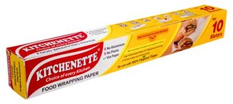 Kitchenette Food Wrapping Paper - 10 Meters Food Grade, Microwave Safe, Unprinted Paper, Coreless Roll Inside 100% Hygienic