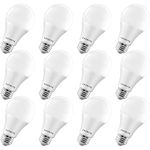 LUXRITE A19 LED Light Bulbs 100 Watt Equivalent Dimmable, 5000K Bright White, 1600 Lumens, Enclosed Fixture Rated, Standard LED Bulbs 15W, Energy Star, E26 Medium Base - Indoor and Outdoor (12 Pack)