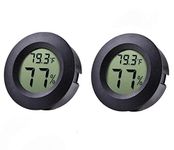 Meichoon 2-Pack Mini Fridge Freezer Thermometer,Hygrometer for Cigar Humidor,Electronic Thermometer Hygrometer,Indoor Household Embedded Thermometer,Temperature Humidity Gauge Detector,Q-UD01 Black