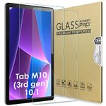 Bighan 2 Pack Screen Protector Compatible with Lenovo Tab M10 3rd Gen 10.1", 9H Hardness Tempered Glass Film Clear Anti-Bubble Full Coverage foil