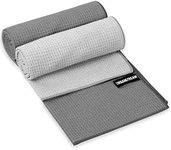 Gym Towels for Working Out 2 Pack - Microfibre Towels for Gym - Fitness Towel 40x110 cm - Waffle Yoga Towel Quick Dry Odor Resistant Workout Towel for Sports, Travel and Exercise - Graffite&Grey Set