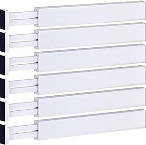 Adjustable Bamboo Drawer Divider Organizers - 6 Pack Large Expandable Drawer Organization Separators for Kitchen Utensils, Dresser, Bedroom, Bathroom, Baby Drawer, Office - 17.5” to 22" (White)