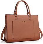 BROMEN Womens Briefcase Leather 15.6 inch Laptop Shoulder Bag Business Tote Handbag Brown