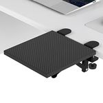 OUGIC Ergonomics Desk Extender Tray, 9.5"x9.1" Punch-Free Clamp on, Foldable Keyboard Drawer Tray, Table Mount Armrest Shelf, Computer Elbow Arm Support