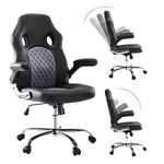 JHK Gaming Chair Ergonomic Office Chair, PU Leather Gamer Chair with Padded Flip-up Armrests and Lumbar Support, Height Adjustable Computer Desk Chair PC Gaming Chair for Adults Teens, Grey