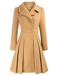 GRACE KARIN Womens Winter Coat Elegant Notched Lapel Double Breasted Khaki Trench Coat L