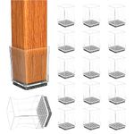 Clear Square Chair Leg Floor Protectors, 16Pcs Silicone Chair Floor Protectors for Hardwood, Chair Legs Caps to Prevent Floor from Scratches and Reduce Noise, Easy to Move（Fit:2" - 2 1/4"）