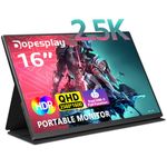 Dopesplay 2.5K 16 Inch Portable Monitor for Laptop 2560 * 1600 100% sRGB Comupter Gaming Display with HDR USB C HDMI, Ideal for Travel, Second, Extend Screen