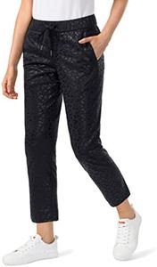 G Gradual Women's Pants with Deep Pockets 7/8 Stretch Sweatpants for Women Athletic, Golf, Lounge, Work (Black Leopard, X-Large)