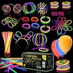 iGLOW Glow Sticks - 233 Pieces Bulk Party Pack Multicolor 100 Glow Sticks + 133 Accessories Light Stick Set