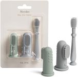 Moonkie Baby Finger Toothbrush Tongue Oral Cleaner Kit for 3 Months +, 3 Pcs (Blue/Mint/Blue)
