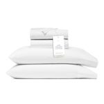 BOLL & BRANCH Percale Hemmed Sheet Set, Bedding – 100% Organic Cotton – 1 Flat Sheet, 1 Fitted Sheet and 2 Pillowcases from Luxury Threads – Smooth, Breathable Cooling Weave, White, Cal King