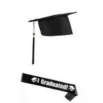 NA One Set of Graduation Cap Bachelor Hat Cap with Letters Etiquette Bands for Graduation Ceremony Party Favors