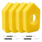 VooGenzek 4 PCS Air Filter for Lawn Mower 698369 and 4 PCS Governor Springs 692211 691859, Air Filter Yellow Foam Replacement, Compatible with Briggs & Stratton 4216 5088 5099 MTD 490-200-0011