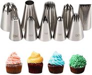 Kayaso Cake Decorating Icing Piping Tip Set, 10 X-Large Decorating Tips Stainless Steel Plus 20 Disposable Pastry Bags