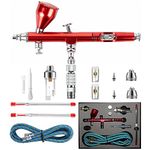 ABEST New Professional 0.2mm .3mm .5mm Dual Action Airbrush Spray Paint Gun Kit Complete Set for General-Purpose Art-and-Craft Projects Model-Railroad Detailing R/C Car Bodies Plastic Kits