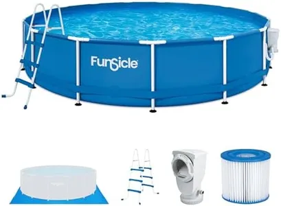 Funsicle 15' x 36" Outdoor Activity Round Frame Above Ground Swimming Pool Set with SkimmerPlus Filter Pump, Filter, Ground Cloth, and Ladder, Blue