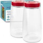 HEFTMAN Fermenting Jar With 1 Way Air Release Vent - 2.2 Litres, 2 Pack - Ideal for Safe Fermentation for Kefir, Kimchi, Sauerkraut, Sourdough Starter, Overnight Oats - Fermentation Jars Pack of 2