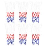 PATIKIL 8 Loops 12" Dia. Mini Basketball Net Replacement, 6 Pack PP Basketball Hoop Net Rim Nets Sturdy for Indoor Outdoor, White Red Blue