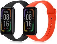 kwmobile Straps Compatible with Xiaomi Redmi Smart Band Pro Straps - 2x Replacement Silicone Watch Bands - Black/Orange