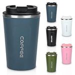 380ml Coffee Cup Travel Mug for Hot & Cold Drinks, Stainless Steel Insulated Coffee Mug Double Walled Thermal Mug with Leakproof Lid, Portable & Reusable Coffee Cups for Travel/Office/School (Blue)