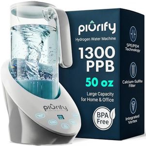 PIURIFY 50 Oz Hydrogen Water Pitcher - BPA Free Rich Hydrogen Water Generator Electrolysis Jug with SPE/PEM Technology. Hydrogen Water Machine, Balanced PH Levels and Filtered with Calcium Sulfite