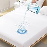 Nightbex® Waterproof Mattress Protector - with Sleeping Eye Mask | Reusable & Machine Washable Fitted Mattress Cover with 30cm Deep Stretch Skirt | Super Soft Premium Material - Available in