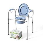 Dr. Maya Bedside Commode Chair - Adjustable, Folding, and Portable Stainless Steel Commode Chair for Toilet with Arms - Bedside Commodes for Seniors, Elderly, Parents, Adults, Women, and Men