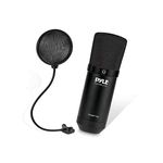 Pyle Computer Desktop USB Microphone Kit - Audio Recording Cardioid Condenser Mic W/Stand, Gooseneck Pop Filter, for Gaming, Podcast, Streaming, Studio, Works W/Windows PC, Laptop, Mac - Pdmikt100