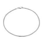 Unisex Simple Plain Snake Chain Anklet Strong Ankle Bracelet For Women Teen .925 Sterling Silver Made In Italy 9 or 10 Inch 1.5MM Plus Size Bracelets For Men