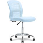 Serta Essentials Ergonomic Armless Low-Back Computer Swivel Task Chair, Faux Leather and Mesh, Blue