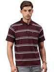 Classic Polo Men's Half Sleeve Burgundy/White Polo Neck Cotton Authentic Fit T-Shirt